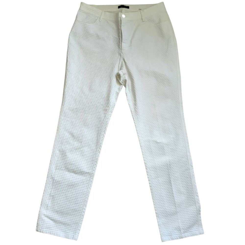 Lafayette 148‎ Pants Womens 14 Straight Leg Textured Stretch White